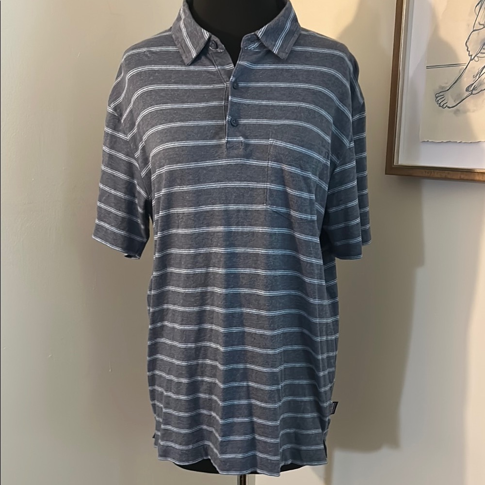 Patagonia | blue stripe cotton polo-medium